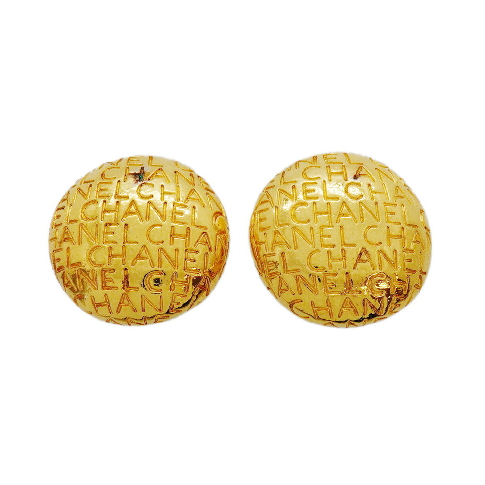 Chanel Earrings, Circle Design, GP Plated Gold, Women's